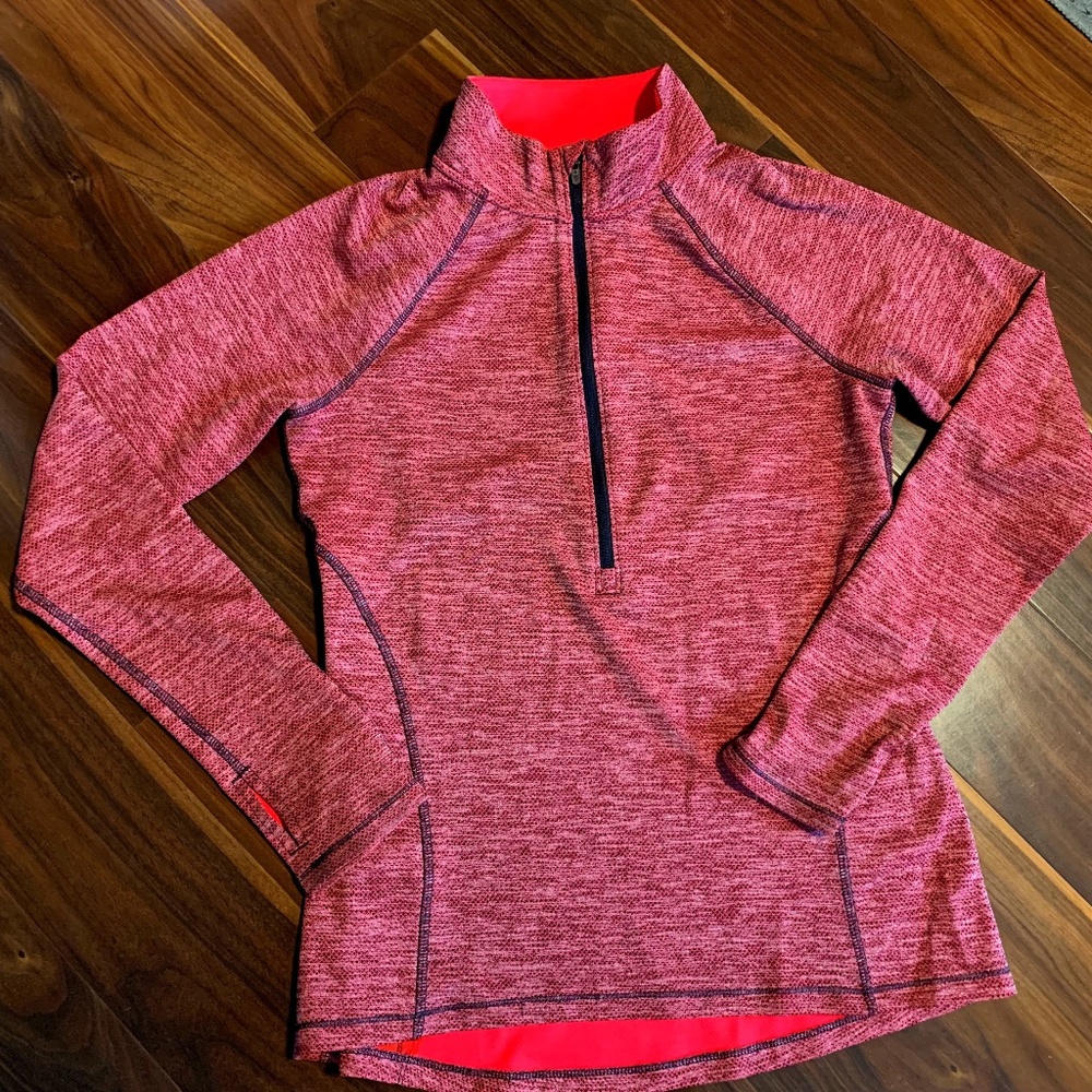 Champion half-zip pullover, Size Small, Orange w/black stitching